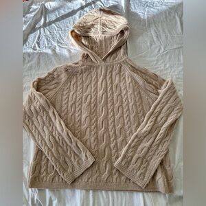 Theory Beige Cable Knit Hooded Sweater